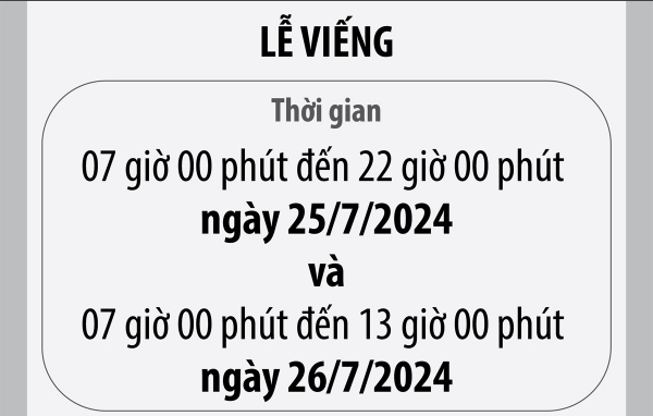 Hiển thị chi tiết cho Thông tin Lễ viếng, Lễ truy điệu và Lễ an táng Tổng Bí thư Nguyễn Phú Trọng Hình ảnh cho bài viết Thông tin Lễ viếng, Lễ truy điệu và Lễ an táng Tổng Bí thư Nguyễn Phú Trọng
