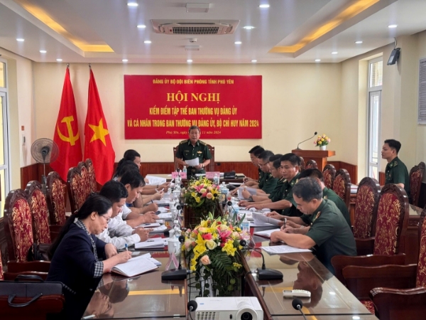 Hình ảnh cho bài viết Hội nghị kiểm điểm tập thể Ban Thường vụ Đảng ủy Bộ Chỉ huy Bộ đội Biên phòng tỉnh năm 2024