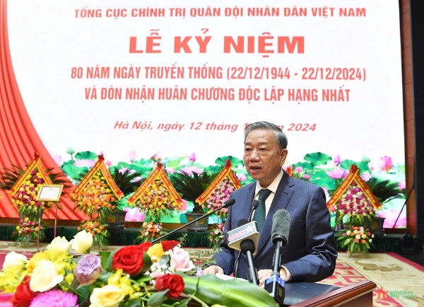 Hình ảnh cho bài viết Phát biểu của Tổng Bí thư Tô Lâm tại Lễ kỷ niệm 80 năm Ngày truyền thống Tổng cục Chính trị Quân đội nhân dân Việt Nam và đón nhận Huân chương Độc lập hạng Nhất