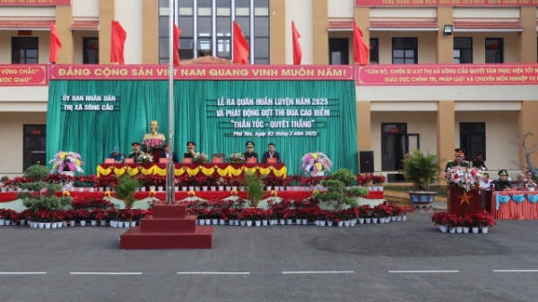 Hình ảnh cho bài viết Thị xã Sông Cầu tổ chức Lễ ra quân huấn luyện năm 2025 và phát động đợt thi đua cao điểm “Thần tốc - Quyết thắng”