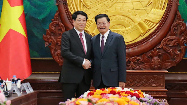 Hình ảnh cho bài viết Chủ tịch nước Lương Cường hội đàm với Tổng Bí thư, Chủ tịch nước Lào Thongloun Sisoulith